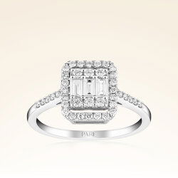 0,55 Karat Kolu Taşlı Baget Pırlanta Yüzük - 1