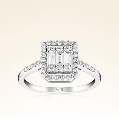 0,55 Karat Kolu Taşlı Baget Pırlanta Yüzük - Pare Pırlanta