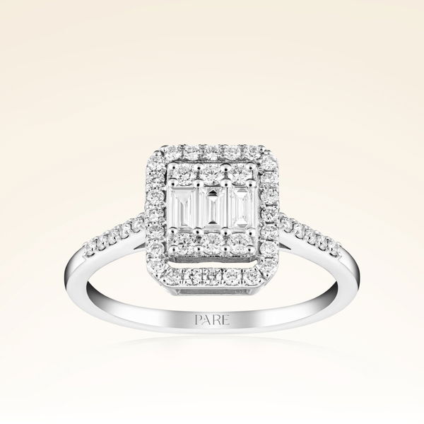 0,55 Karat Kolu Taşlı Baget Pırlanta Yüzük - Pare Pırlanta