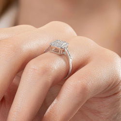 0,55 Karat Kolu Taşlı Baget Pırlanta Yüzük - PR00956 - 7
