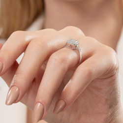 0,55 Karat Kolu Taşlı Baget Pırlanta Yüzük - PR00956 - 6