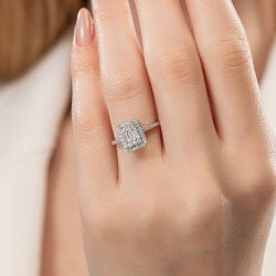 0,55 Karat Kolu Taşlı Baget Pırlanta Yüzük - PR00956 - 5