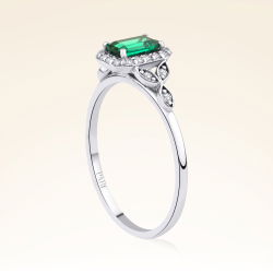 0,55 Karat Pırlanta Zümrüt Yüzük - 2