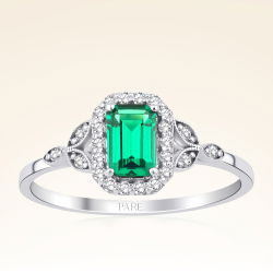 0,55 Karat Pırlanta Zümrüt Yüzük - 1