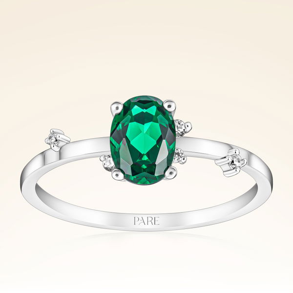 0,55 Karat Pırlanta Zümrüt Yüzük - Pare Pırlanta