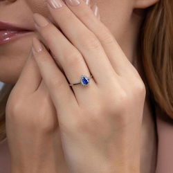 0,55 Karat Pırlantalı Safir Yüzük - PR00203 - 4