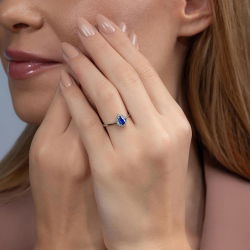 0,55 Karat Pırlantalı Safir Yüzük - PR00203 - 3