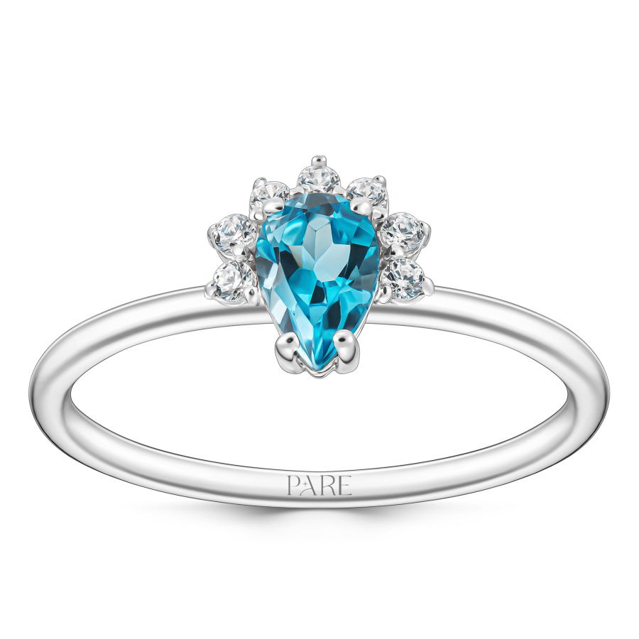 0,55 Karat Swiss Blue Topaz Pırlanta Yüzük - PR01128 - 1