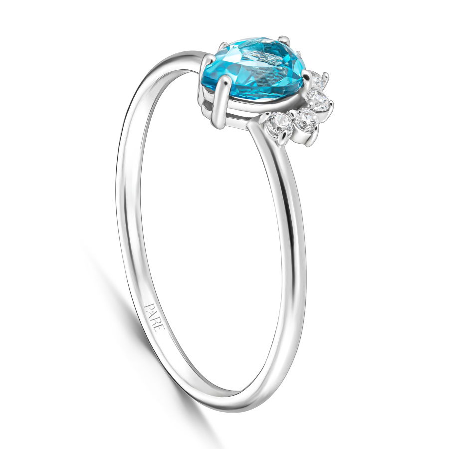 0,55 Karat Swiss Blue Topaz Pırlanta Yüzük - PR01128 - 2