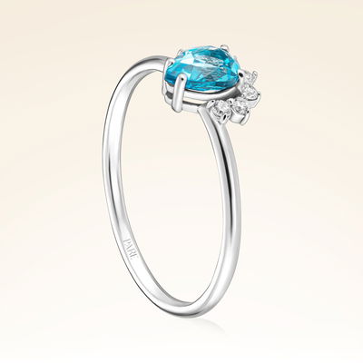 0,55 Karat Swiss Blue Topaz Pırlanta Yüzük - Pare Pırlanta