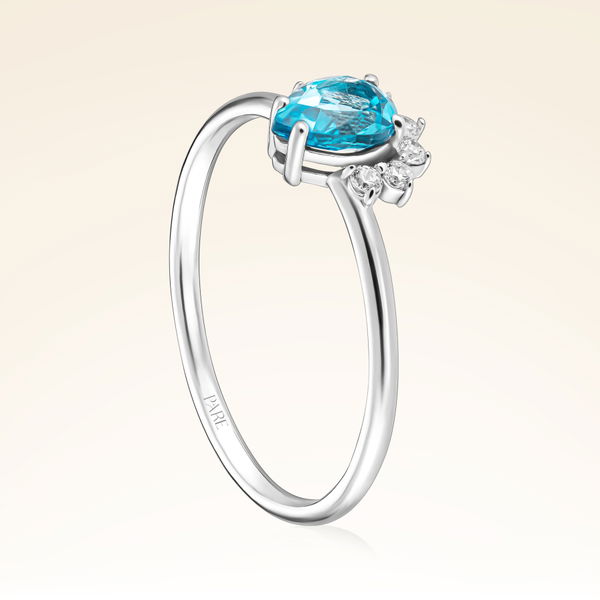 0,55 Karat Swiss Blue Topaz Pırlanta Yüzük - Pare Pırlanta