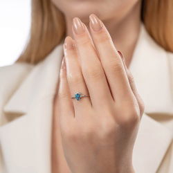 0,55 Karat Swiss Blue Topaz Pırlanta Yüzük - 3