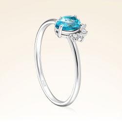 0,55 Karat Swiss Blue Topaz Pırlanta Yüzük - PR01128 - 2