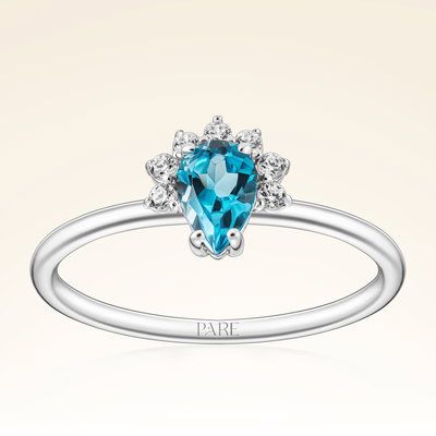 0,55 Karat Swiss Blue Topaz Pırlanta Yüzük - Pare Pırlanta