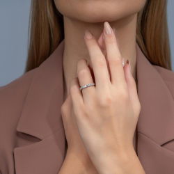 0,55 Karat Yarımtur Pırlanta Yüzük - PR00849 - 4