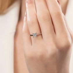 D Renk 0,57 Karat HRD Sertifikalı Tektaş Pırlanta Yüzük - 4