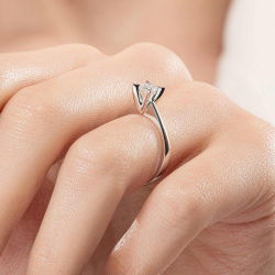 D Renk 0,57 Karat HRD Sertifikalı Tektaş Pırlanta Yüzük - 5