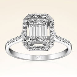 0,57 Karat Kolu Taşlı Baget Pırlanta Yüzük - PR00682 - 1