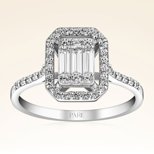 0,57 Karat Kolu Taşlı Baget Pırlanta Yüzük - Pare Pırlanta