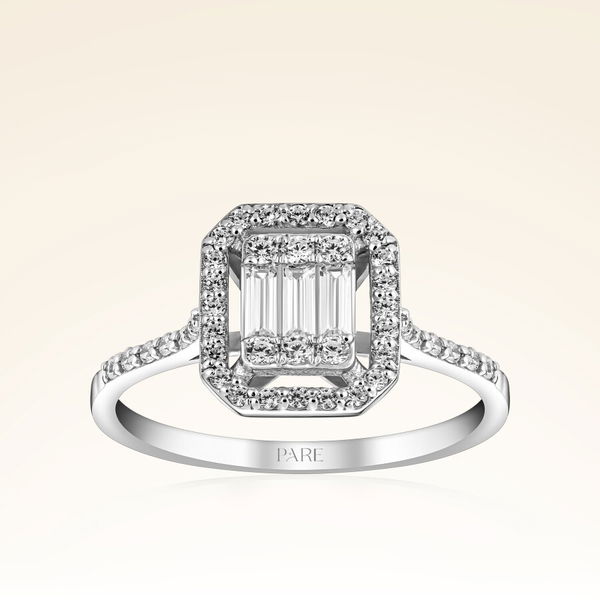 0,57 Karat Kolu Taşlı Baget Pırlanta Yüzük - Pare Pırlanta