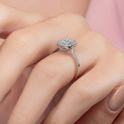 0,57 Karat Kolu Taşlı Baget Pırlanta Yüzük - PR00682 - 7