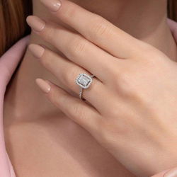 0,57 Karat Kolu Taşlı Baget Pırlanta Yüzük - PR00682 - 5