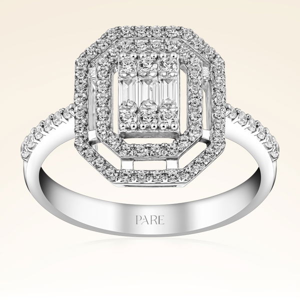 0,57 Karat Kolu Taşlı Baget Pırlanta Yüzük - Pare Pırlanta