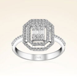 0,57 Karat Kolu Taşlı Baget Pırlanta Yüzük - 1