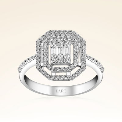 0,57 Karat Kolu Taşlı Baget Pırlanta Yüzük - Pare Pırlanta