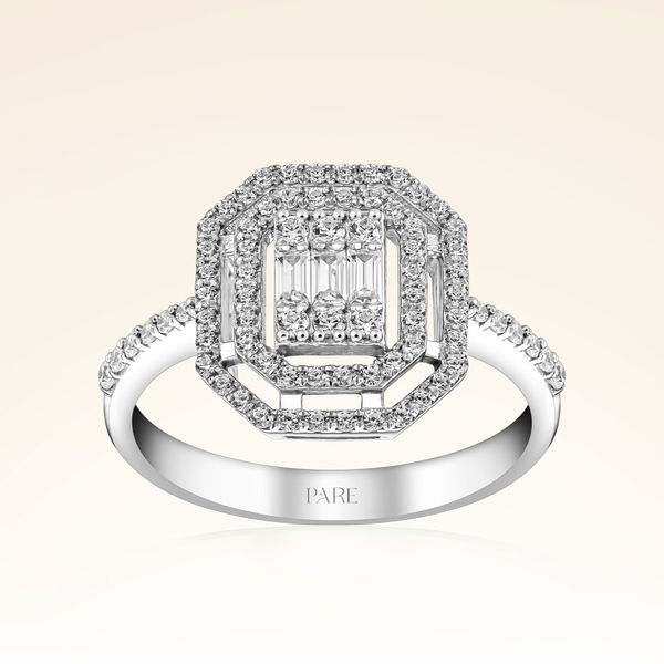 0,57 Karat Kolu Taşlı Baget Pırlanta Yüzük - Pare Pırlanta