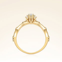 0,57 Karat Pırlanta Lotus Çiçeği Yüzük - 3