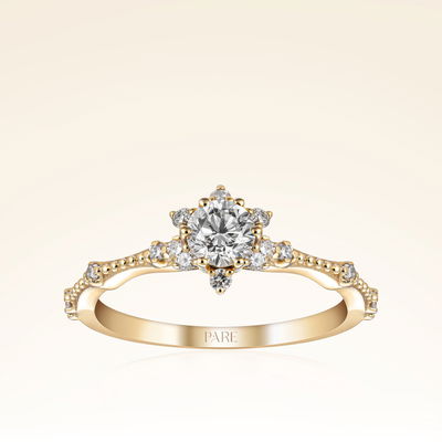 0,57 Karat Pırlanta Lotus Çiçeği Yüzük - Pare Pırlanta