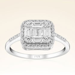 0,58 Karat Kolu Taşlı Baget Pırlanta Yüzük - PR00130 - 1
