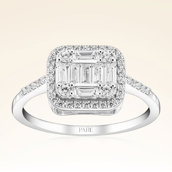 0,58 Karat Kolu Taşlı Baget Pırlanta Yüzük - Pare Pırlanta