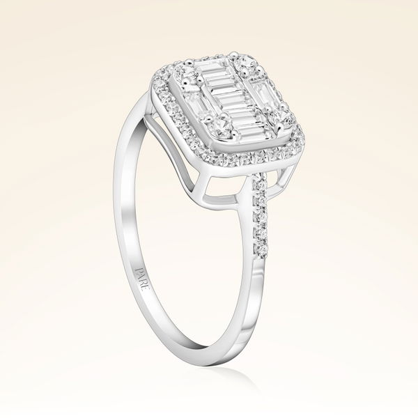 0,58 Karat Kolu Taşlı Baget Pırlanta Yüzük - Pare Pırlanta