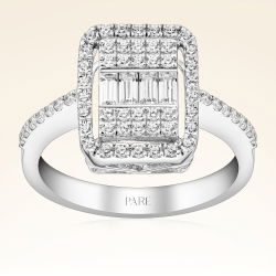 0,58 Karat Kolu Taşlı Baget Pırlanta Yüzük - PR00219 - 1