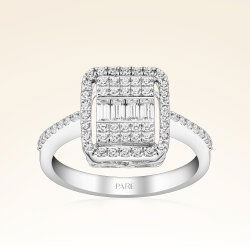 0,58 Karat Kolu Taşlı Baget Pırlanta Yüzük - 1