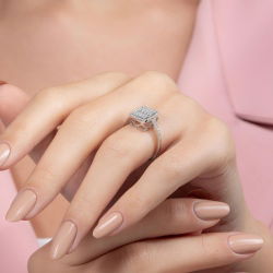 0,58 Karat Kolu Taşlı Baget Pırlanta Yüzük - PR00219 - 6