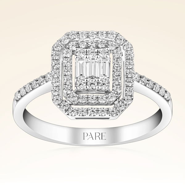 0,58 Karat Kolu Taşlı Baget Pırlanta Yüzük - Pare Pırlanta