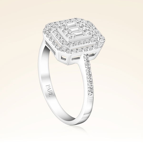 0,58 Karat Kolu Taşlı Baget Pırlanta Yüzük - Pare Pırlanta