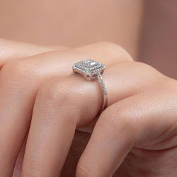 0,58 Karat Kolu Taşlı Baget Pırlanta Yüzük - PR00184 - 7