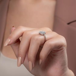 0,58 Karat Kolu Taşlı Baget Pırlanta Yüzük - PR00184 - 6