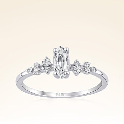 0,58 Karat Pırlanta Fantezi Markiz Beyaz Topaz Yüzük - 1