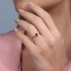0,58 Karat Pırlanta Yakut Yüzük - PR00138 - 4