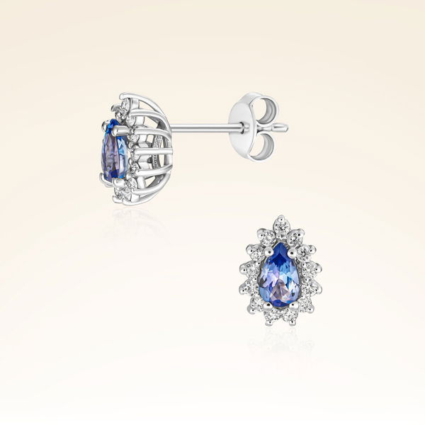 0,58 Karat Tanzanit Pırlanta Küpe - Pare Pırlanta