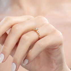 0,58 Karat Pırlanta Vintage Sarı Yüzük - 4