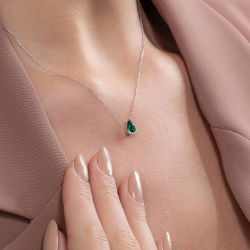 0,58 Karat Zümrüt Pırlanta Kolye - PR00523 - 3