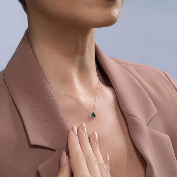 0,58 Karat Zümrüt Pırlanta Kolye - Pare Pırlanta