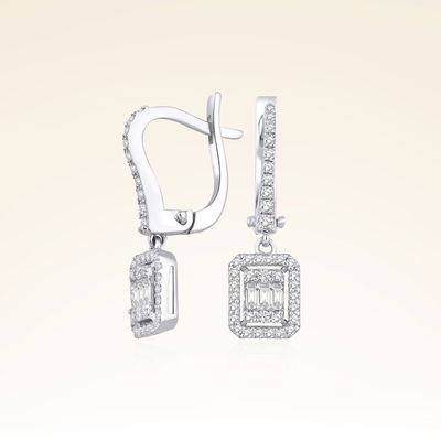 0,59 Karat Baget Pırlanta Küpe - Pare Pırlanta