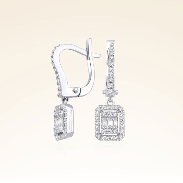 0,59 Karat Baget Pırlanta Küpe - Pare Pırlanta